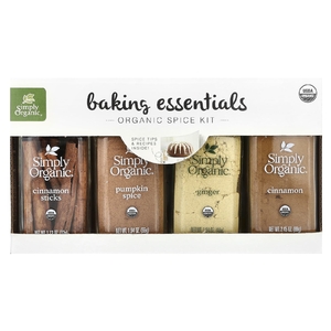 Simply Organic, Baking Essentials, набор органических специй, ассорти, 4 специи