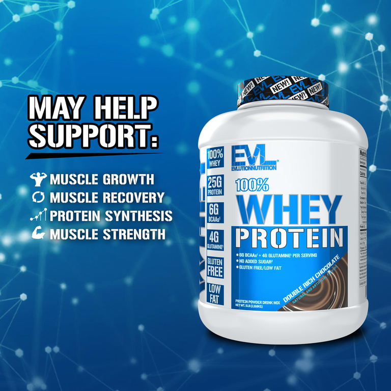 EVLution Nutrition, 100% сывороточный протеин, шоколад двойного насыщения, 2,268 кг (5 фунтов)