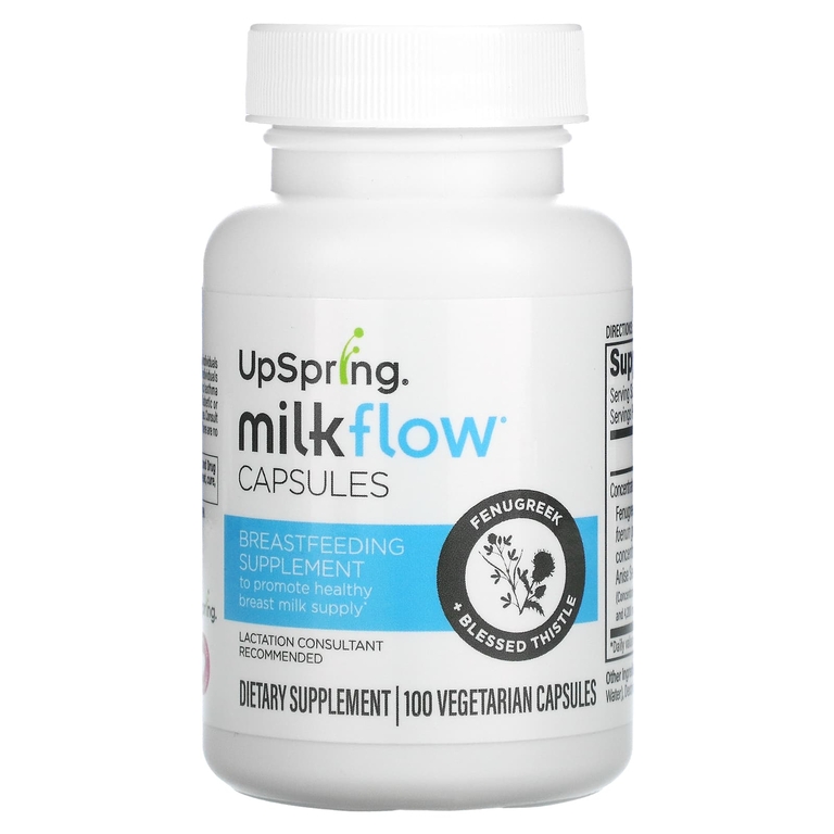 UpSpring, Milkflow, пажитник и кникус благословенный, 100 растительных капсул