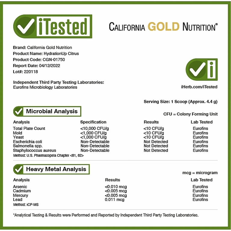 California Gold Nutrition, HydrationUP®, смесь для приготовления напитка с электролитами, с цитрусовым вкусом, 227 г (8 унций)