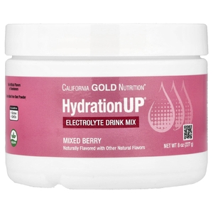 California Gold Nutrition, HydrationUP®, смесь для приготовления электролитического напитка с кальцием, калием, витамином C и витамином E, со вкусом ягодного ассорти, 227 г (8 унций)