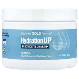 California Gold Nutrition, HydrationUP®, смесь для приготовления электролитического напитка с кальцием, калием, витаминами C и E, тропические фрукты, 227 г (8 унций)