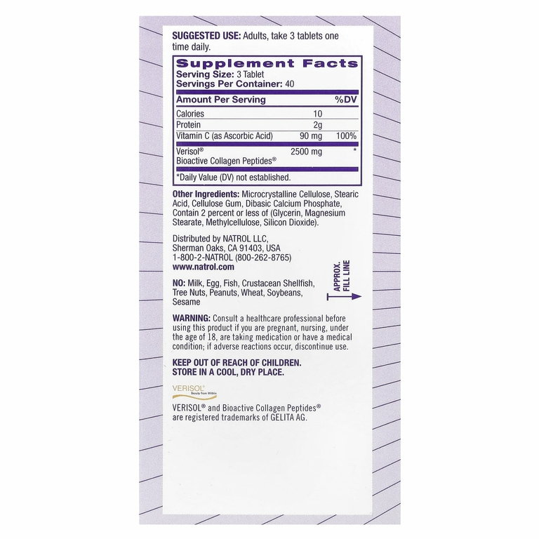 Natrol, Коллаген для восстановления кожи, 120 таблеток