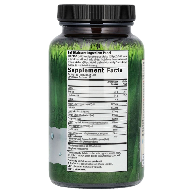 Irwin Naturals, Testosterone Mega-Boost RED, повышение уровня тестостерона, 68 капсул с жидкостью