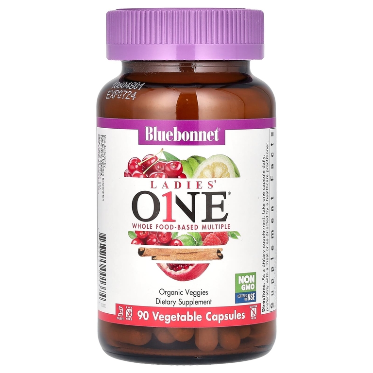 Bluebonnet Nutrition, Ladies' ONE, мультивитамины из цельных продуктов, 90 вегетарианских капсул (Товар снят с продажи) 