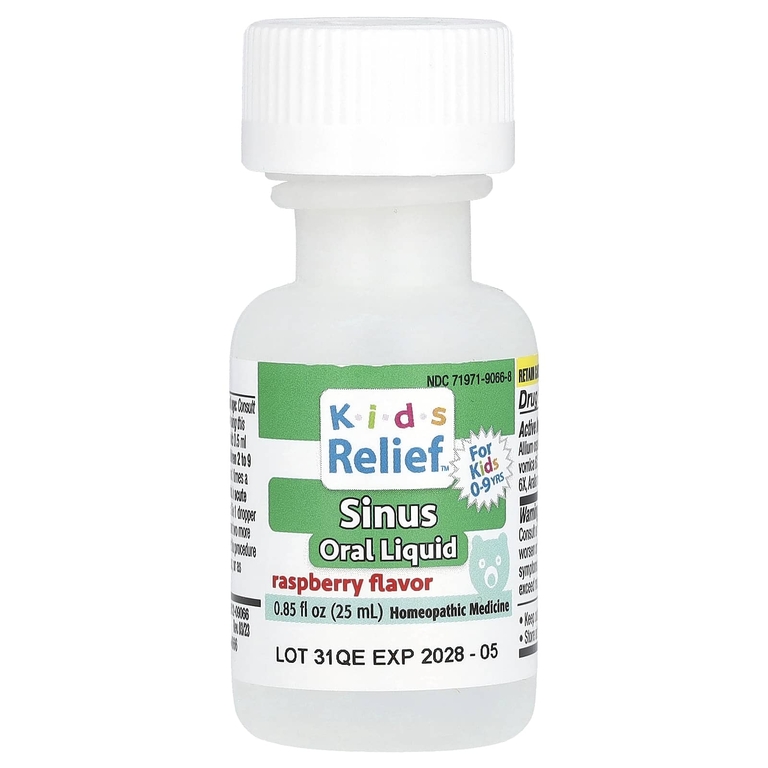 Homeolab USA, Kids Relief, жидкость для полости носа, для детей 0–9 лет, со вкусом малины, 25 мл (0,85 жидк. унц.)