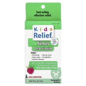 Homeolab USA, Kids Relief, жидкость для полости носа, для детей 0–9 лет, со вкусом малины, 25 мл (0,85 жидк. унц.)