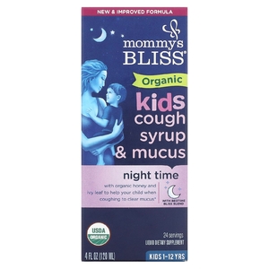Mommy's Bliss, Для детей, органический сироп от кашля, для приема перед сном, от 1 до 12 лет, 120 мл (4 жидк. унц.)