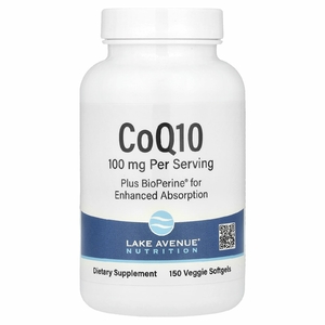 Lake Avenue Nutrition, Коэнзим Q10 с Bioperine®, 150 растительных капсул