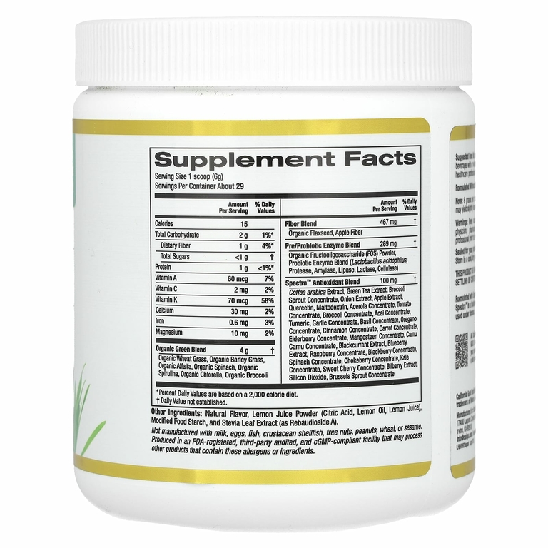 California Gold Nutrition, Superfoods, комплекс антиоксидантов из суперзелени, со вкусом клубничного лимонада, 171 г (6,03 унции)