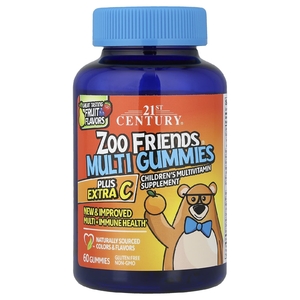 21st Century, жевательные мультивитамины Zoo Friends® с витамином C, отличный фруктовый вкус, 60 жевательных таблеток