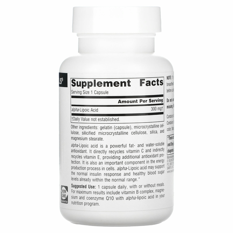 Source Naturals, альфа-липоевая кислота, 300 мг, 60 капсул