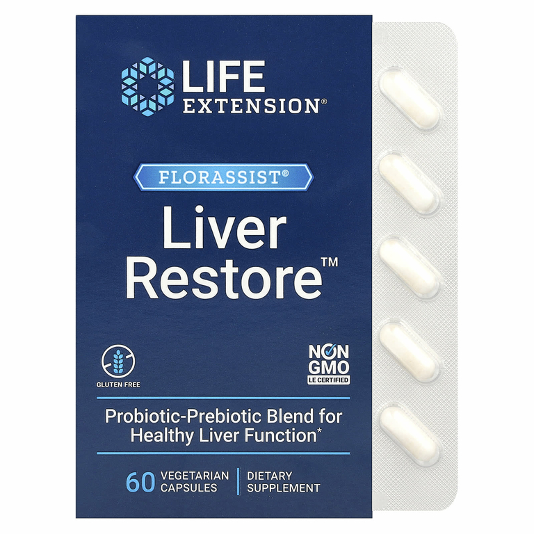 Life Extension, FLORASSIST Liver Restore, добавка для здоровья печени, 60 вегетарианских капсул