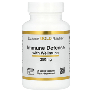 California Gold Nutrition, Immune Defense с Wellmune®, добавка для поддержки иммунитета, бета-глюкан, 250 мг, 30 растительных капсул