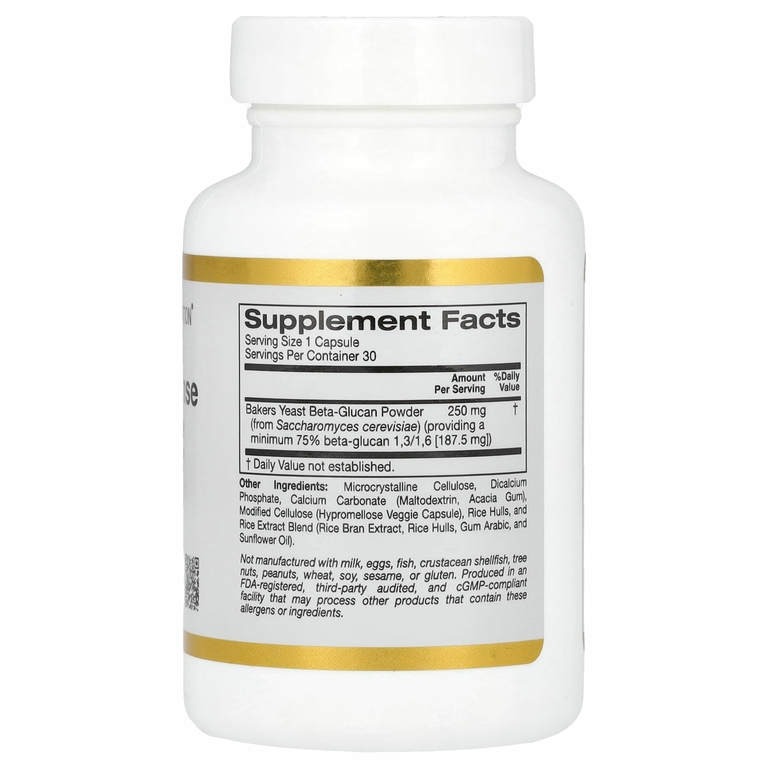 California Gold Nutrition, Immune Defense с Wellmune®, добавка для поддержки иммунитета, бета-глюкан, 250 мг, 30 растительных капсул