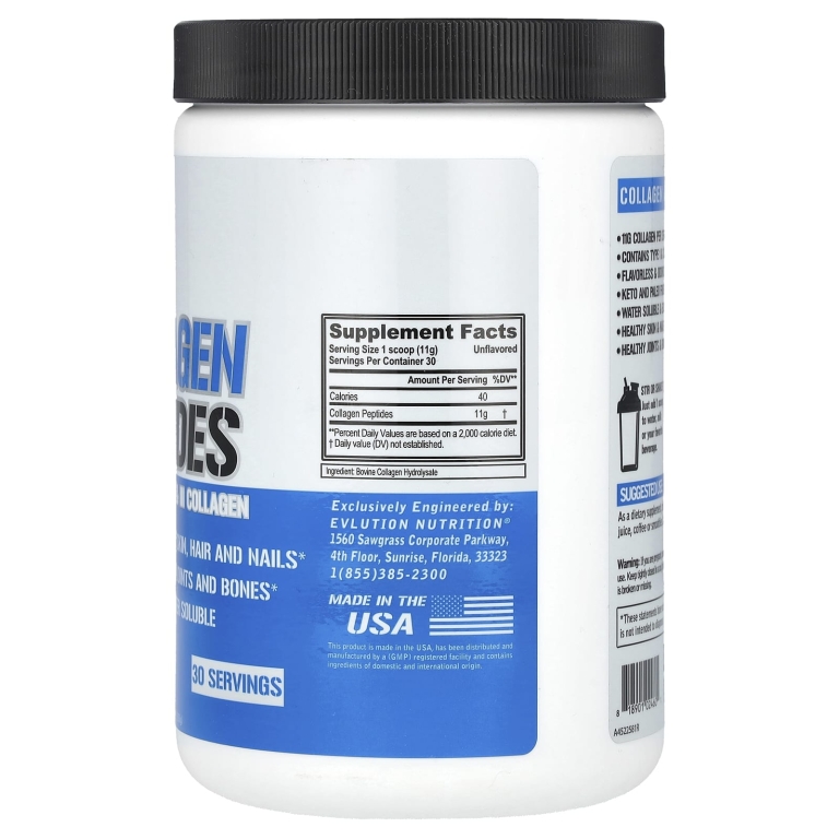 EVLution Nutrition, пептиды коллагена, без вкусовых добавок, 330 г (11,64 унции)