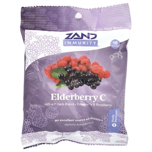 Zand, органическая бузина с витамином C, леденцы со вкусом ягод, 18 леденцов от боли в горле